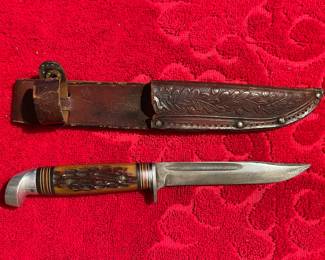 Vintage RARE Western Stainless Steel Knife w/ Original Leather Sheath