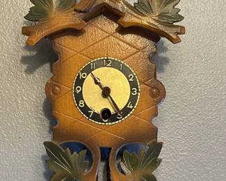 Vintage Hand Carved Small Wooden Cookoo Clock
