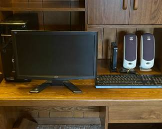 Compaq Home Computer w/ Acer Monitor, JBL Speakers, and AT&T Router