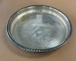 Antique Blackinton Silverplate Round Footed Platter/Gallery Tray