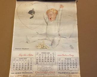 Vintage Chesapeake & Ohio Lines 1937 Calendar — Intact and Very Good Condition — RARE!!!