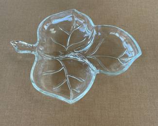 Vintage Harvey J Glass Leaf Divided Dish