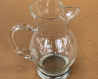 Vintage WEB Silversmiths Sterling Silver and Blown Glass Pitcher
