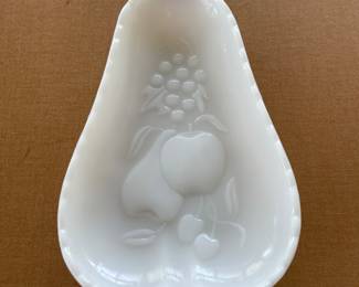 Vintage Hazel Atlas Milk Glass Pear Shaped Candy Dish