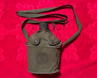Vintage WWII Military Canteen in Canvas Cover