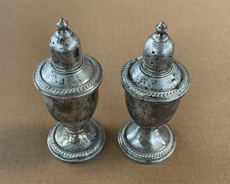 Vintage Duchin Sterling Silver Weighted Salt & Pepper Shaker Set w/ Glass Interiors