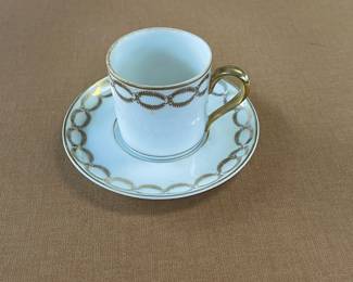 Vintage Schneider Demitasse Cup & Saucer w/ Gold Wreath