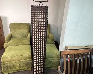 Tall lantern (electric) light with woven vinyl design 64"H x 9"W