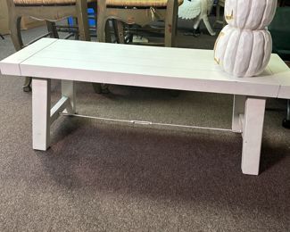 Accent Trend Sourcing sturdy white wooden bench 18"H x 48"W x 15"D