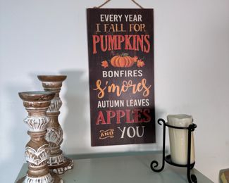 Wooden (thin) wall decoration 'Every Year I Fall for Pumpkins'  24" x 11"
