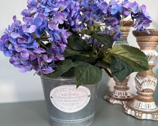 Sweet Garden bucket planter with hydrangea arrangement 16"H