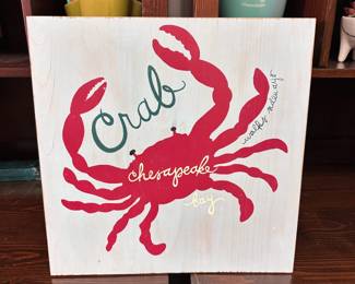 Wooden Crab Chesapeake Bay wall plaque 16" x 16"