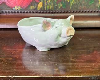 Pier 1 earthenware white pig planter 5"H x 11"W