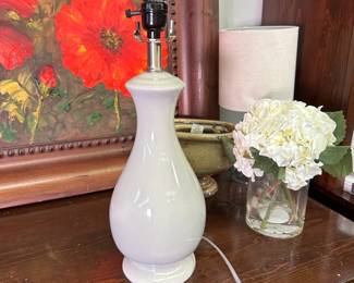 Grey ceramic table lamp, no harp or shade 18"H