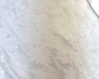 Tablecloth with stitchwork poinsettias 58"W x 68"L