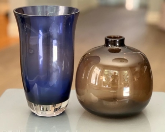 Two Colored Glass Vases Vessels