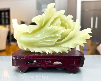 Carved Jade Cabbage On Stand