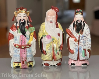 Three Chinese Immortal Porcelain Figurines