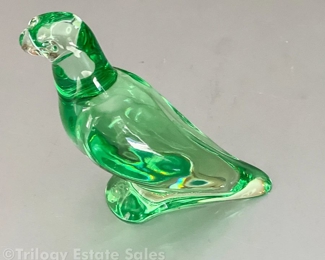 Baccarat Green Crystal Parrot