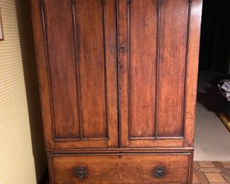From Marietta, Ohio estate.  Period primitive cabinet/wardrobe.  Pine and oak.