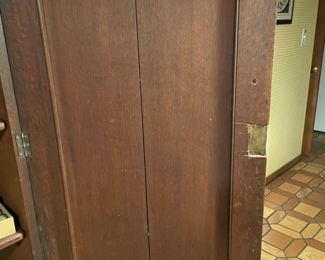 From Marietta, Ohio estate.  Period primitive cabinet/wardrobe.  Pine and oak.