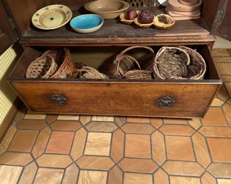 From Marietta, Ohio estate.  Period primitive cabinet/wardrobe.  Pine and oak.