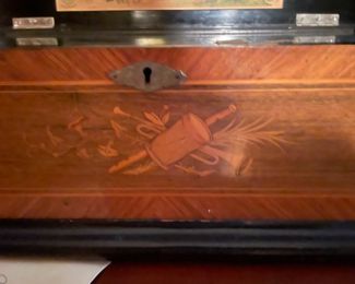 From Marietta, Ohio estate of Jon and Emma Cram (oil & gas rights).  Jacot’s music box.  8 Airs.  Purchased in London.  Excellent casing and excellent working condition, comes with original instructions and care.