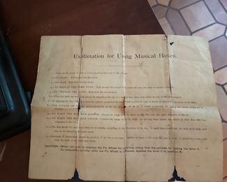 From Marietta, Ohio estate of Jon and Emma Cram (oil & gas rights).  Jacot’s music box.  8 Airs.  Purchased in London.  Excellent casing and excellent working condition, comes with original instructions and care.