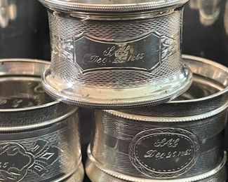 Antique sterling napkin rings, December  1865 (just after the Civil War.