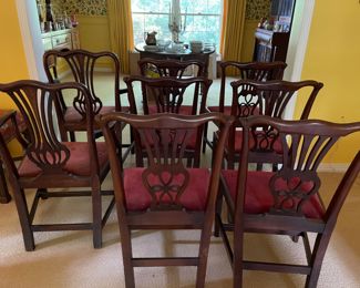8 Antique chippendale dinning chairs purchased from Betty Haynie, Fairhope, AL (Back view)