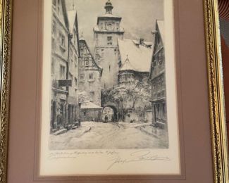 Etching dedicated and signed by artist