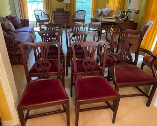 8 Antique chippendale dinning chairs purchased from Betty Haynie, Fairhope, AL.  Front view