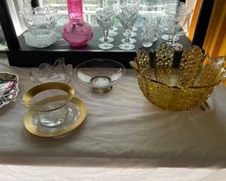 Sterling and gold rim glass 