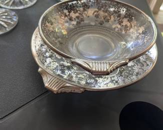 Sterling overlay bowl on saucer