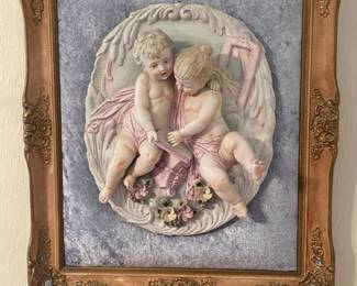 High relief bisque wall plaque