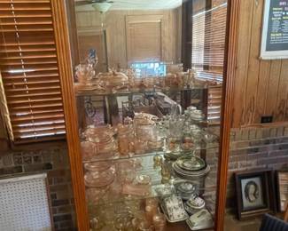 Lighted display cabinet - front slides open