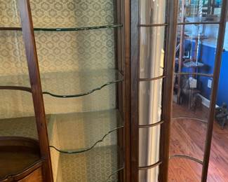 PERIOD William & Mary, English French style Display cabinet NOT too big.   46” wide, 64.5” tall, 16.5” deep.  Absolutely beautiful, original glass, excellent condition