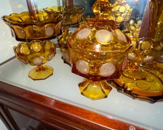 Amber depression coin glass