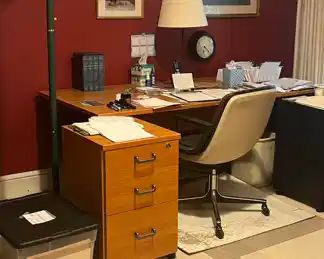 Desk will be for sale.  All items will be cleared off of it, but as you can tell, everything in this home is well cared for and in great shape.  