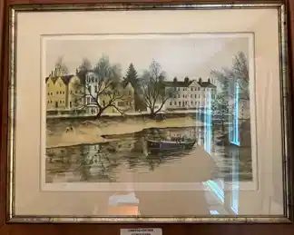 Jeremy King's "Strand on the Green" signed and numbered lithograph.  Limited Edition.