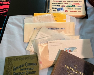 Large collection of stamps.  This photo depicts only a small portion of them.  There are two boxes full!