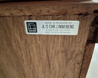 Christian Linneberg Tag on the back side of the buffet piece.