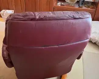 NOW $200 was $400 	
Ekornes Stressless Red Leather Adjustable Recliner							
" Chair Large ""Reno"" Model Norway 33Wx26Dx38H"	