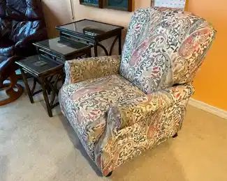 NOW $60  was $175 
Upholstery chair recliner Linen paisley upholstery							
From Handy Living CA 3Tx30Dx32W	