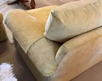 NOW $150 was $295  	Thomasville yellow chenille loveseat 75Wx44Dx30- just need steam clean on corners													