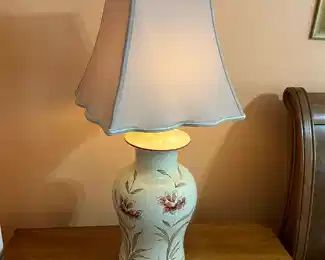 NOW $46 was $100 	Pair of lamps pottery floral design 29H 	