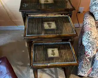 NOW $80 was  $195 	Set of 3 nesting tables bamboo 2Wx18Dx26H	
