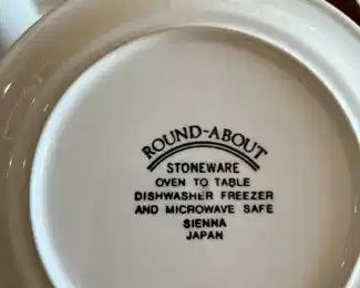 NOW $20 was  $46- Round About pottery dinner ware set : Dinner plates 7, B&B 6, Cups 4, saucers 6, Sugar & serving bowl
