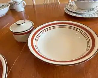 NOW $20 was  $46 -Round About pottery dinner ware set : Dinner plates 7, B&B 6, Cups 4, saucers 6, Sugar & serving bowl
