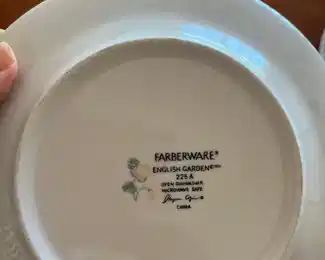 NOW $50 was $125 - Faberware English garden china set : 6 plates, 7 B&B plates, 4 soup bowls, 8 cups and saucers, Serving bowl, Creamer & Sugar 